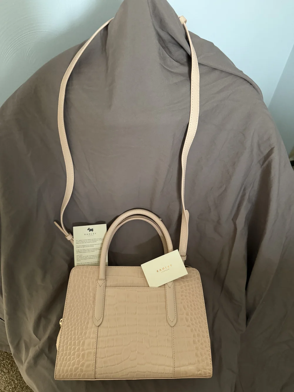 NWT Radley London Blush Croc-Embossed Leather Satchel